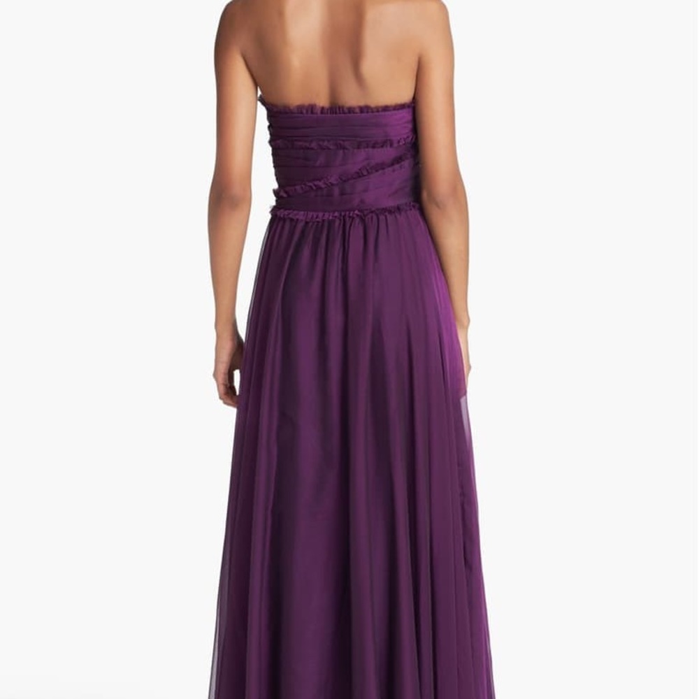 NWT Monique Lhuillier Strapless Chiffon Gown - Picture 4 of 8